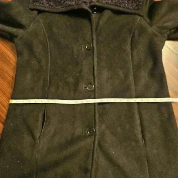 Talbots Woman Faux Suede Sherpa Lined Black Long Coat Sz 18 EUC Winter - Picture 10 of 15